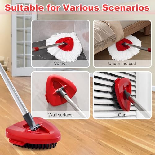 Mop Heads for O Cedar EasyWring 1 Tank System Mop Heads Replacements, Full Set with 1 Base + 1 OCedar Scrubber Mop Head + 3 Spin Mop Replacement Heads, All-in-One Cleaning Kit for Home& Kitchen - color: 3white Set