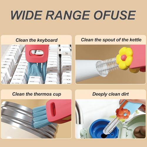 3 in 1 Cup Lid Gap Cleaning Brush Set, Bottle Cleaning Brush Multifunctional Bottle Cleaner Brush Home Kitchen Cleaning Tools, 3PCS - color: 3pcs Mix