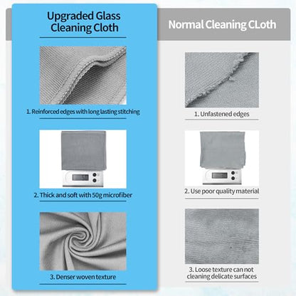 Microfiber Cleaning Cloth - 10 Pack Glasses Cleaning Cloth, 16" x 14" Window Cleaning Rags, Streak Free Lint Free Polishing Cloths Wipes for Eye Glass, Stainless Steel, Windshield, Grey - color: Grey, size: 16" x 14"
