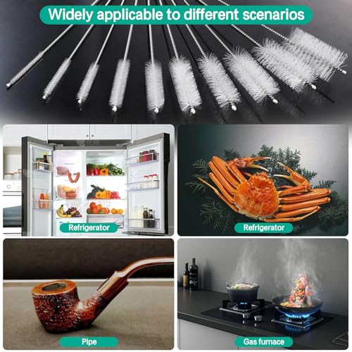 Pipe Cleaner 12 Pcs/Set, Refrigerator Cleaning Tool, Nylon Straw Cleaner Brush, Tube Cleaner Long Pipe Cleaners, Professional Tube Cleaning Brush Set, That Meets Daily Needs