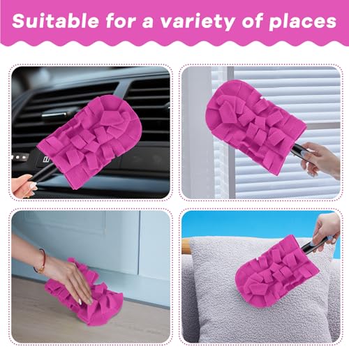 Zubebe 6 Pcs Duster Refill Reusable Fleece Duster Refills Feather Flat Dusters Multi Surface Washable Cleaning Pads Tools for Home, Blinds, Car, Pet, Furniture, Fans (Peach Red) - color: Peach Red