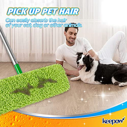 KEEPOW Reusable XL Mop Pads Compatible with Swiffer XL Sweeper, X-Large Dry Sweeping Cloths, Wet Mopping Cloths, Washable Microfiber XL Wet Pads Refills for Surface/Hardwood Floor Cleaning, 4 Pack - size: 4 Pack, Green