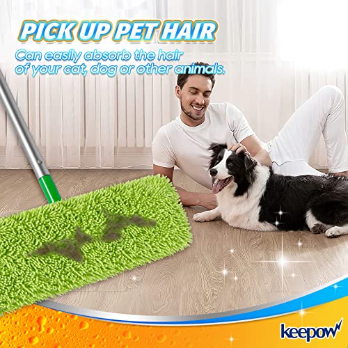 KEEPOW Reusable XL Wet Pads Compatible with Swiffer XL Sweeper, X-Large Dry Sweeping Cloths, Wet Mopping Cloths, Washable Microfiber XL Wet Pads Refills for Surface/Hardwood Floor Cleaning, 4 Pack - size: 4 Pack, Green & White
