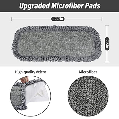 16.5" Microfiber Mop Pads Refills, 3 Pack Reusable Replacement Heads | reusable wet mop refills, machine washable for 14-16 inch spray mops, hardwood floors, dust cleaning & scrubbing - color: 16"grey Rolled*3