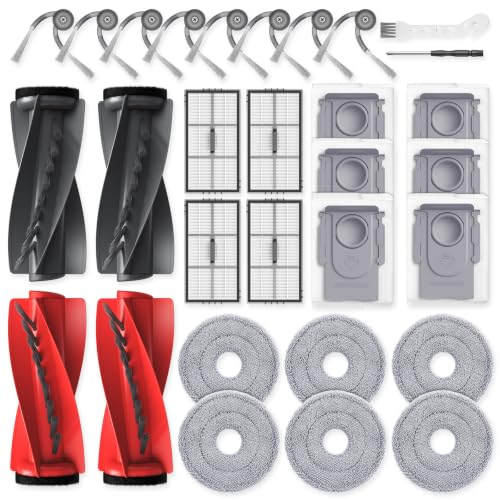 Saros 10R Accessories for Roborock Saros 10R / Saros 20 / Qrevo CurvX Robot Vacuum, Replacement Parts with 6 Dust Bags, 6 Mop Pads, 4 HEPA Filters, 8 Side Brushes, 2 Pack Main Brush - style: for Saros 10R / Saros 20 / Qrevo CurvX