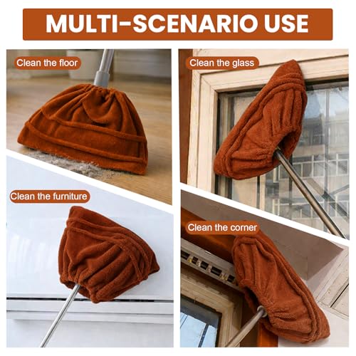 Flat Mop Pads Replacement Washable Floor Cleaning Cover Reusable Mop Head Cloth for Household Use(Brown) - color: Brown