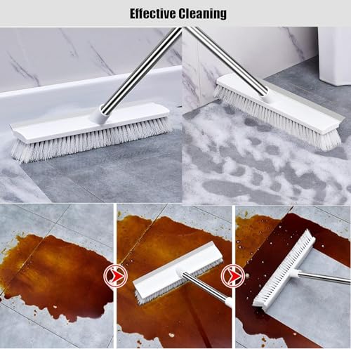 2 in 1 Bathroom Cleaning Brush with Wiper and Long Handle Floor Scrub Tiles Cleaning Brush for Home, Kitchen, Bathroom Cleaning Accessories