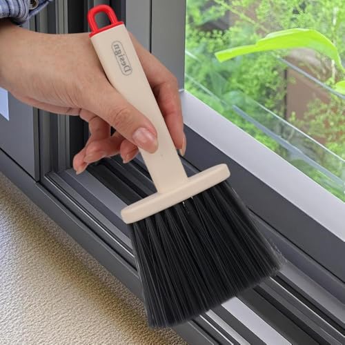 2-in-1 Multifunctional Cleaning Brushes, Crevice Cove Cleaning Brush, Soft Bristle Dust Remover Tool (Beige Red) - color: Beige Red