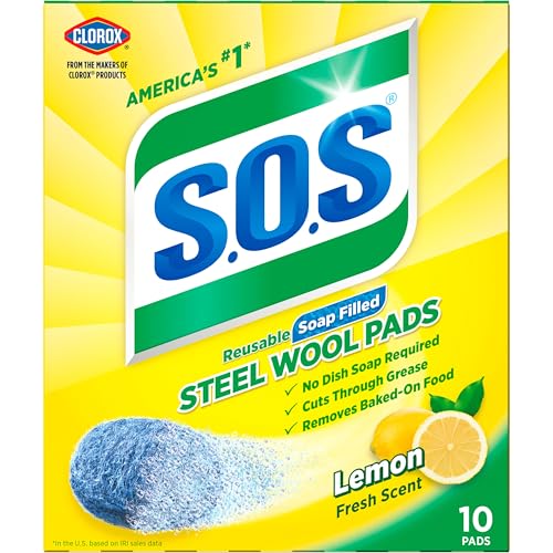 S.O.S Steel Wool Soap Pads, Lemon Fresh, 10 Count - size: 10 Count