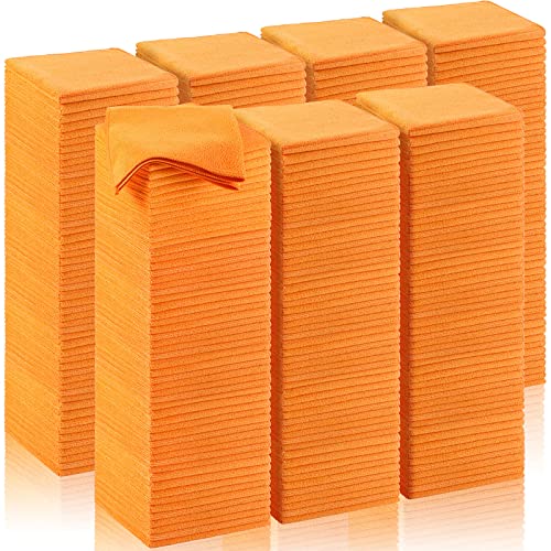 200 Pcs Microfiber Cleaning Cloth 16x16 Inch Microfiber Towels for Car Ultra Absorbent Cleaning Rags Reusable Lint Free Streak Free Detailing Towel for Car Washing Drying Dusting (Orange) - color: Orange