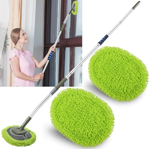 Wall Cleaner, Wall Cleaner Mop Green Mop for Walls Max 66’’ Wall Mop with Long Handle, Ceiling Dust Mop with 15°Labor-Saving Extension Pole, Green Wall Cleaner with Long Handle, Wall Washing Mop