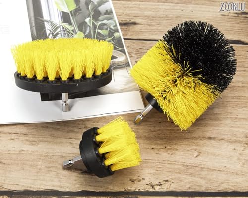 3 Pcs Drill Brush Attachments for Cleaning - Drill Brush Scrubber Set with Nylon Bristles, 2/3.5/4 in Heads, 1/4" Hex Shaft - Versatile for Bathroom Tile, Car Wheels, Garage Floors & Deep Grout Lines
