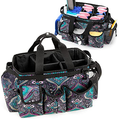 LoDrid Large Wearable Cleaning Caddy Bag with Detachable Divider, Cleaning Supply Tote Organizer with Handles and Adjustable Shoulder Strap for Cleaners & Housekeepers, Totem - color: Totem