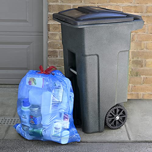 Amazon Basics Blue Recycling Drawstring Trash Bags, Tall Kitchen, Unscented, 13 Gallon, 60 Count - size: 60 Count (Pack of 1)