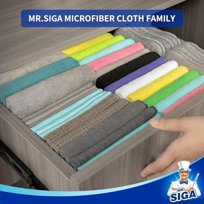 MR.SIGA Microfiber Cleaning Cloths, All-Purpose Microfiber Towels, Streak Free Cleaning Rags, Pack of 12, Green, Size 32 x 32 cm(12.6 x 12.6 inch) - size: 12.6 x 12.6 inch