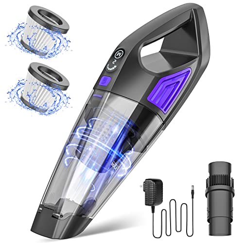 ATONEP Handheld Vacuum Cordless Cleaner,Powerful Portable and Dust Buster Hand Vcauum Rechargeable with Large-Capacity Battery for CarPetOfficeHome (Purple) - color: Purple
