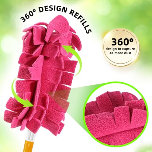 Reusable Duster Refill Compitable with Swiffer Duster - Washable Heavy Duty Dusters Refills 360 for Swiffer Duster Handle & Super Extender Handle, 4 Pack - color: 4 Pack