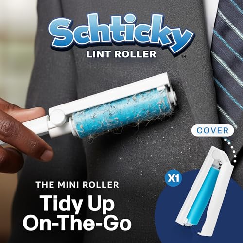 Schticky Lint Roller Set - Reusable & Washable Lint Roller Cleaner for Clothes Sofa Furniture Car Cat Dog Hair - Clean in a Quicky with Schticky (3 Piece Set)