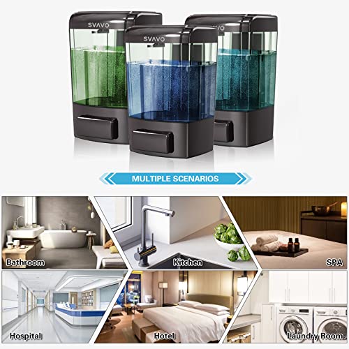 SVAVO Wall Mounted Soap Dispenser Kitchen Bathroom Manual Soap Dispenser Refillable Hand soap Dispenser for Liquid Contianers Shampoo Gel Chamber for Household Commerical 23.7oz (700ml) ABS - color: Dark Gun