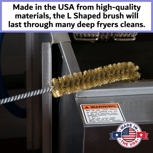 4-Pack Deep Fryer Cleaning Brush – L-Shaped High-Temp Commercial Kitchen Tool - Heavy Duty Brass Bristles - Heat Resistant to 750F - Deep Fryer Cleaner - Made in USA by FryOilSaver Co. B53C - style: 4 Pack
