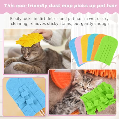 Zubebe 12 Pcs Duster Refill Reusable Fleece Duster Refills Feather Flat Dusters Multi Surface Washable Cleaning Pads Tools for Home, Blinds, Car, Pet, Furniture, Fans (Candy Color) - color: Candy Color