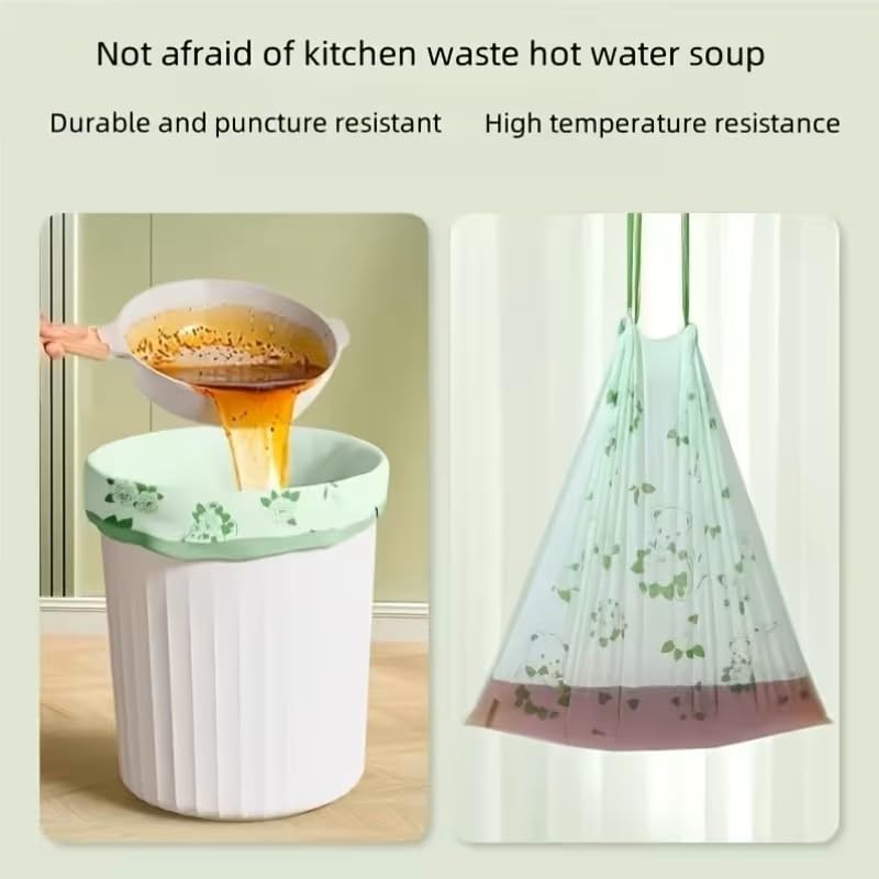 50pcs/Roll Household Drawstring Garbage Bags, Thick And Durable Material, Not Prone To Tearing, Plastic Trash Bags