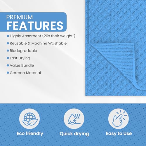 Swedish DishCloths - 10 Pack (Blue), (German Material) Reusable Cellulose Sponge Cloth for Kitchen - Household, Highly Absorbent, No-Odor Dishcloth - color: 002 Blue
