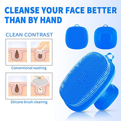 Silicone Face Scrubber for Men Facial Cleansing Brush Silicone Face Wash Brush Manual Waterproof Cleansing Skin Care Face Brushes for Cleansing and Exfoliating (Blue) - color: Blue