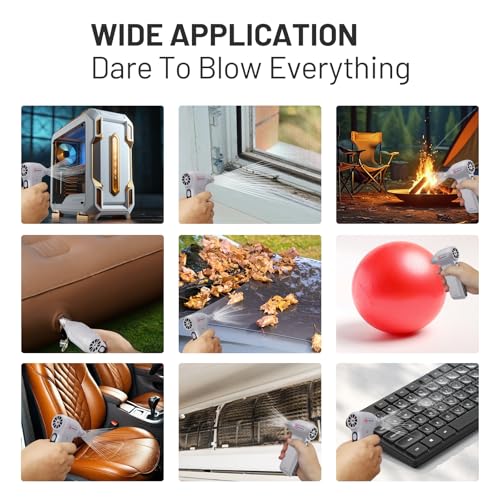 Compressed Air Duster, Ergonomic Design 250,000 RPM Compressed Canned Air Alternative, 3-Gear Powerful Blower for Computer Keyboard, PC Cleaning,Appliance,Car,Home and Outdoor