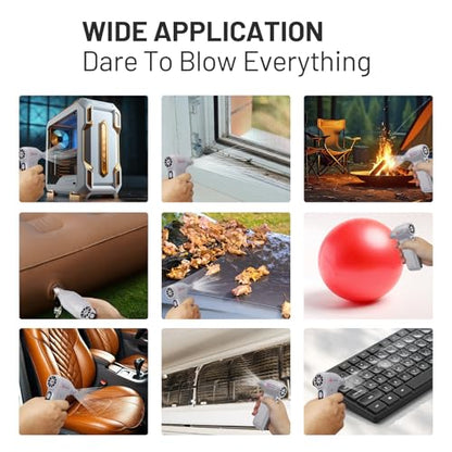 Compressed Air Duster, Ergonomic Design 250,000 RPM Compressed Canned Air Alternative, 3-Gear Powerful Blower for Computer Keyboard, PC Cleaning,Appliance,Car,Home and Outdoor