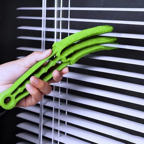 2 Pcs Blind Cleaner Duster Tool, Window Blind Duster Brush with 6 Microfiber Sleeves, Blinds Cleaner Tool for Window Blinds, Car Air Condition, Exhaust Vent