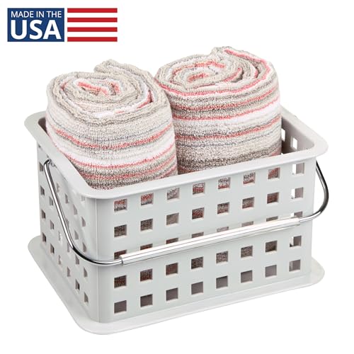 iDesign Shower Caddy Basket with Handle, Light Gray | For Bathroom or College Dorm, Made in USA - color: Light Gray, style: Pack of 1