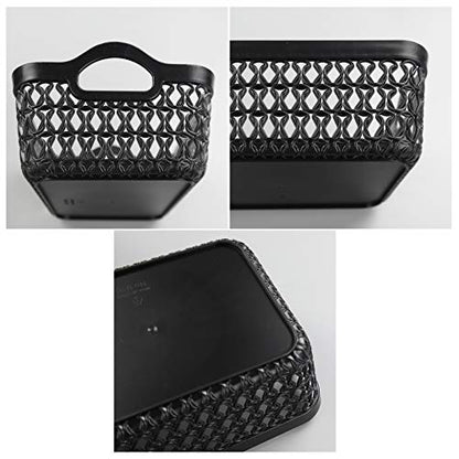 12-Pack Mini Plastic Storage Basket Trays with Handle, Black - size: mini