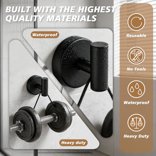 Suction Cup Hooks, Removable Shower Hooks, Matte Black, 2-Pack | No Wall Damage | Strong Hold on Tile, Glass & Mirrors | Kitchen & Bathroom Use | Perfect for Towels, Loofahs, Robes & Coats - style: Matte Black