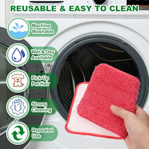 uxcell 2Pcs Microfiber Mop Pads, 11.8x5.5 Reusable Replacement Flat Mop Pad Refills with Hook-and-Loop for Home Office Restaurant Surface/Hardwood Floor Cleaning, Blue - color: Blue