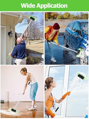 Jisejima Five-Sided Car Wash Brush with Long Handle，Soft Bristle Scrub Cleaning Mop with Extendable Handle for Car, SUV, Truck, Caravan, Boat, House Siding, Sweep Snow 60”/151cm