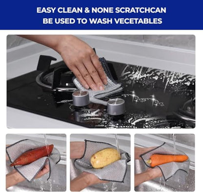 Wire Mesh Cleaning Cloths, Non-Scratch Scrubbing Cloths for Kitchen, Replace Steel Wool 7.9"x7.9" 8 Pack