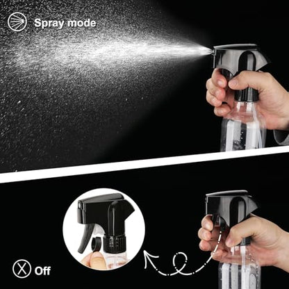 Plastic Spray Bottles 12oz Mist Spraying Bottle Continuous Mister Spray Bottle Heavy Duty Empty Water Spray Bottles for Hair, Cleaning Solutions, Plants，Essential Oils 2 Pack (Clear-2pcs) - color: Clear-2pcs