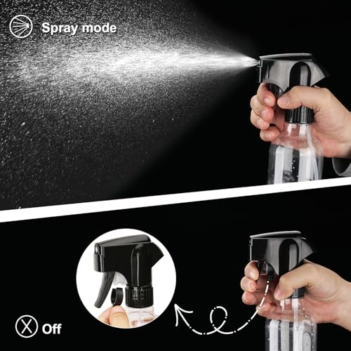 Plastic Spray Bottles 12oz Mist Continuous Spraying Bottle Heavy Duty Empty Water Spray Bottles for Hair, Cleaning Solutions, Plants，Essential Oils 1 Pack (Clear-1pcs) - color: Clear-1pcs