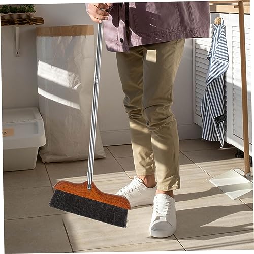 SECFOU Stainless Steel Handle Long Handle Broom Soft Bristle Office Broom Sweeper Dust Remover