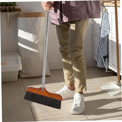 SECFOU Stainless Steel Handle Long Handle Broom Soft Bristle Office Broom Sweeper Dust Remover