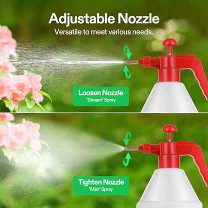VIVOSUN 50oz Pump Sprayer, Handheld Garden Water Sprayer Bottle with Adjustable Brass Nozzle, for Spraying Plants, Flowers, Weeds and Cleaning, Red - color: Red, size: 50oz