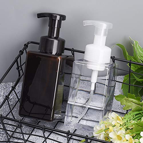 UUJOLY Foaming Soap Dispenser, 450ml (15oz) Refillable Pump Bottle Plastic for Liquid Soap, Shampoo, Body Wash (2 Pcs) (Clear) - color: Clear, size: 15 oz (2 Pack)