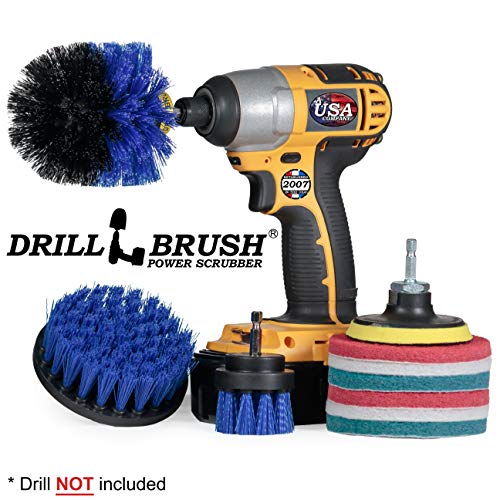Cleaning Supplies - Drillbrush - Brush Drill Attachment Kit - Drill Brush Pads - Hot Tub Cleaner Brush - Pool Cleaner Brush - Scrub Brush - Power Cleaning Brush - Rotary Drill Brush Cordless Scrubber - color: Blue