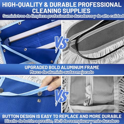 36" Commercial Dust Mop: Dry Dust Broom for Hardwood Floors Cleaning - 2 Mop Pads 59" Long Handle Heavy Duty Frame - Industrial Professional Cleaning Supplies for Hotel Warehouse School Janitor - size: 36 inches Dust Mop