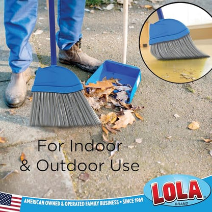 Angle Broom, Indoor, 13" W, Large Style - Made w/Recycled Soda Bottle Bristles & High Gloss Resin Coated Steel 4-Piece Handle, by LOLA, 1 Pack - size: Steel Handle, style: Large Angle Broom