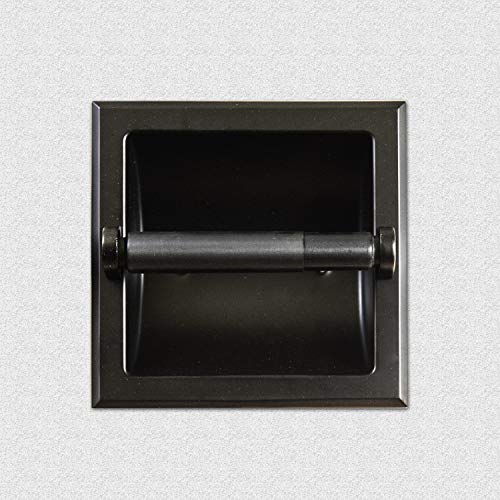 SENTO Recessed Matte Black Toilet Paper Holder, Wall Mounted Heavy Duty Metal Toilet Paper Roll Holder with Rear Mounting Bracket, in Wall, Easy Installation, Matte Black - color: Matte Black