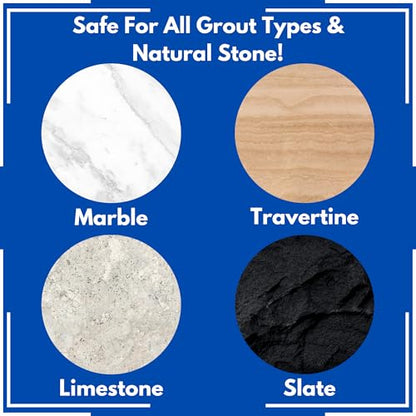 Ultimate Grout Cleaner for Tile Floors — Acid-Free Deep Cleaner Removes Grease, Dirt & Soap Scum Without Damaging Grout — Safe for Marble and All Natural Stone (1-Qt/1-G/ W/brush) - size: 32 Fl Oz & 128 Fl Oz with Brush