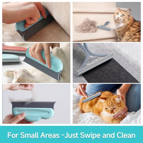 Carpet Rake for Pet Hair Removal Tool, Reusable Pet Hair Remover Broom, Dog&Cat Hair Remover Scraper Rake with 54” Adjustable Long Handle, 3 Pcs Carpet Brush Rake for Rugs, Mats, Couch, Furniture