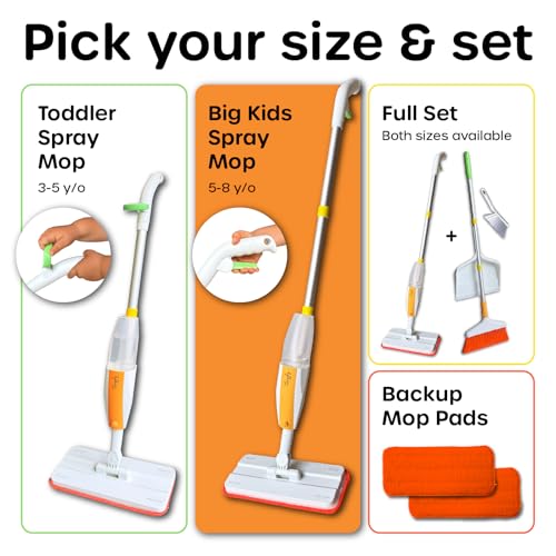 Quiggly Big Kid Toy Spray Mop - Montessori Real Water Sprayer, Ages 5-8 | One-hand squeeze & spray, make pretend cleaning chores functional - size: Big Kid, style: Spray Mop